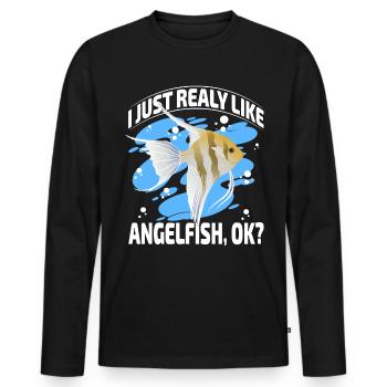 Ich mag Kaiserfische einfach sehr, ok? - Männer Premium Bio Langarmshirt - Schwarz - Vorne - Nico (187cm)