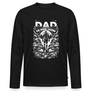 Fête des pères Papa la légende du plongeur Papa Papa - T-shirt manches longues Premium bio Homme - noir - Devant - Nico (187cm)
