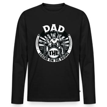 Fête des pères Papa la légende à la batterie Papa Papa - T-shirt manches longues Premium bio Homme - noir - Devant - Nico (187cm)