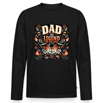 Father's Day Dad the Legend on the grill Dad Dad - Men's Premium Organic Long Sleeve Shirt - black - Front - Nico (187cm)