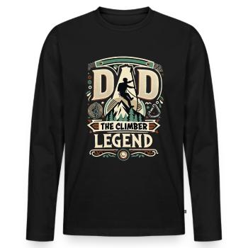 Fête des pères Papa la légende de l’escalade Papa Papa - T-shirt manches longues Premium bio Homme - noir - Devant - Nico (187cm)