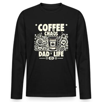Vatertag Coffee Chaos Dad Life Papa Vater - Männer Premium Bio Langarmshirt - Schwarz - Vorne - Nico (187cm)