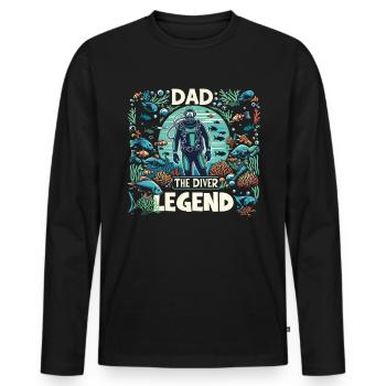 Fête des pères Papa la légende du plongeur Papa Papa plongeur - T-shirt manches longues Premium bio Homme - noir - Devant - Nico (187cm)