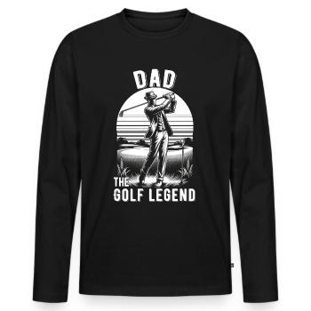Vatertag Dad the golf legend Papa - Männer Premium Bio Langarmshirt - Schwarz - Vorne - Nico (187cm)