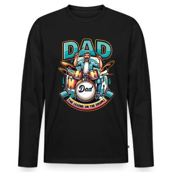 Fête des pères Papa la légende à la batterie Papa Papa - T-shirt manches longues Premium bio Homme - noir - Devant - Nico (187cm)