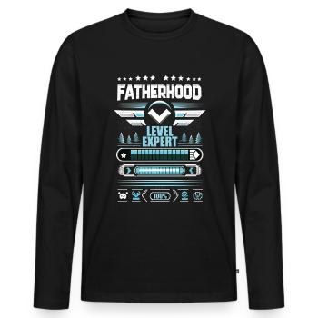 Vatertag Fatherhood Level Expert Papa Gamer Vater - Männer Premium Bio Langarmshirt - Schwarz - Vorne - Nico (187cm)