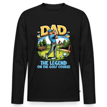 Vatertag Dad the legend on the golf course Papa - Männer Premium Bio Langarmshirt - Schwarz - Vorne - Nico (187cm)
