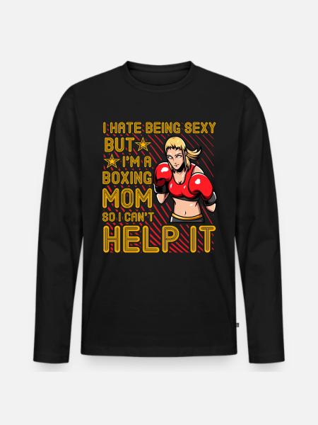 Citation amusante de maman boxe - T-shirt manches longues Premium bio Homme - noir