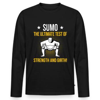 Sumo der ultimative Test für Kraft und Umfang - Männer Premium Bio Langarmshirt - Schwarz - Vorne - Nico (187cm)