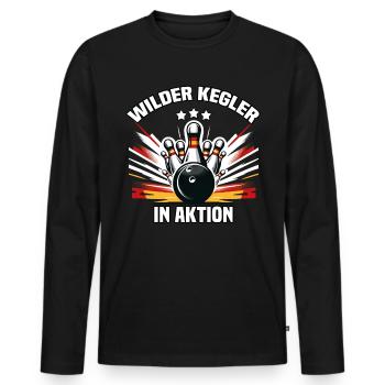 Wild Bowler en action Skittles Bowling Club Design - T-shirt manches longues Premium bio Homme - noir - Devant - Nico (187cm)
