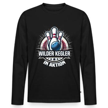 Quilleur sauvage en action Kegel Kegelverein Design - T-shirt manches longues Premium bio Homme - noir - Devant - Nico (187cm)