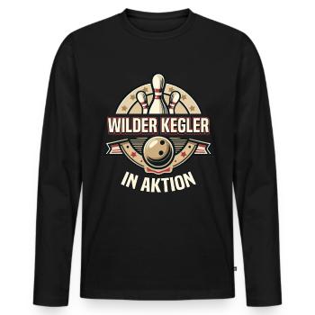 Quilleur sauvage en action Kegel Kegelverein Design - T-shirt manches longues Premium bio Homme - noir - Devant - Nico (187cm)