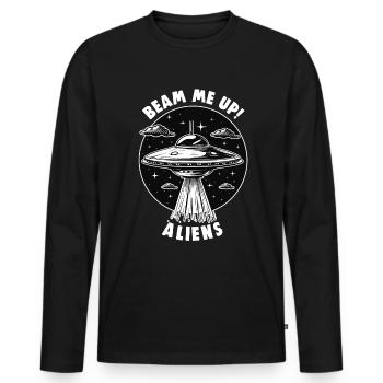 SciFi and Extraterrestrial Aliens and UFO Fan - Men's Premium Organic Long Sleeve Shirt - black - Front - Nico (187cm)