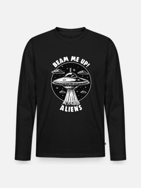 SciFi and Extraterrestrial Aliens and UFO Fan - Men's Premium Organic Long Sleeve Shirt - black