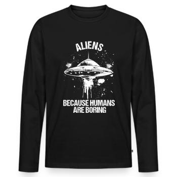SciFi and Extraterrestrial Aliens and UFO Fan - Men's Premium Organic Long Sleeve Shirt - black - Front - Nico (187cm)