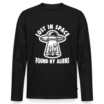 SciFi and Extraterrestrial Aliens and UFO Fan - Men's Premium Organic Long Sleeve Shirt - black - Front - Nico (187cm)