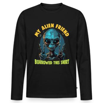 SciFi and alien aliens and UFO fan - Men's Premium Organic Long Sleeve Shirt - black - Front - Nico (187cm)