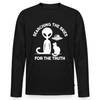 SciFi and alien aliens and UFO fan - Men's Premium Organic Long Sleeve Shirt - black - Front - Nico (187cm)