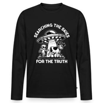 SciFi and alien aliens and UFO fan - Men's Premium Organic Long Sleeve Shirt - black - Front - Nico (187cm)