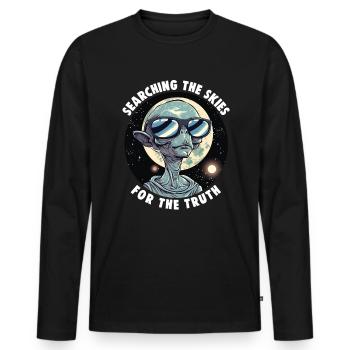 SciFi and Extraterrestrial Aliens and UFO Fan - Men's Premium Organic Long Sleeve Shirt - black - Front - Nico (187cm)