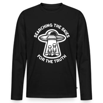 SciFi and Extraterrestrial Aliens and UFO Fan - Men's Premium Organic Long Sleeve Shirt - black - Front - Nico (187cm)