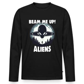 SciFi and Extraterrestrial Aliens and UFO Fan - Men's Premium Organic Long Sleeve Shirt - black - Front - Nico (187cm)