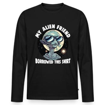 SciFi and Extraterrestrial Aliens and UFO Fan - Men's Premium Organic Long Sleeve Shirt - black - Front - Nico (187cm)