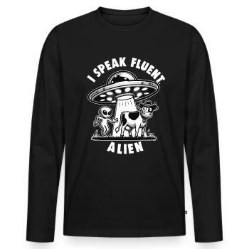 SciFi and Extraterrestrial Aliens and UFO Fan - Men's Premium Organic Long Sleeve Shirt - black - Front - Nico (187cm)