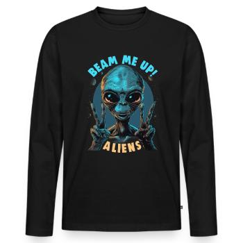 SciFi and Extraterrestrial Aliens and UFO Fan - Men's Premium Organic Long Sleeve Shirt - black - Front - Nico (187cm)
