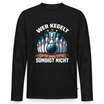 Qui quilles ne pèche pas aux quilles bowling bowling club design - T-shirt manches longues Premium bio Homme - noir - Devant - Nico (187cm)