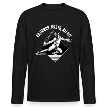 Masque Fencer Sport Design Sur Jeu Sur L’escrime De Combat - T-shirt manches longues Premium bio Homme - noir - Devant - Nico (187cm)