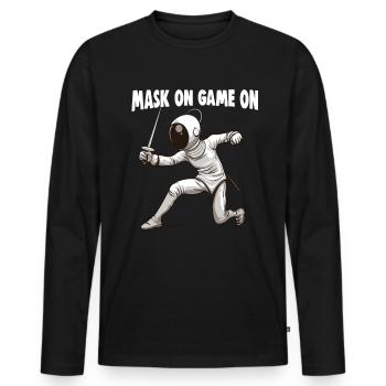 Masque Fencer Sport Design Sur Jeu Sur L’escrime De Combat - T-shirt manches longues Premium bio Homme - noir - Devant - Nico (187cm)