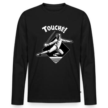 Masque Fencer Sport Design Sur Jeu Sur L’escrime De Combat - T-shirt manches longues Premium bio Homme - noir - Devant - Nico (187cm)