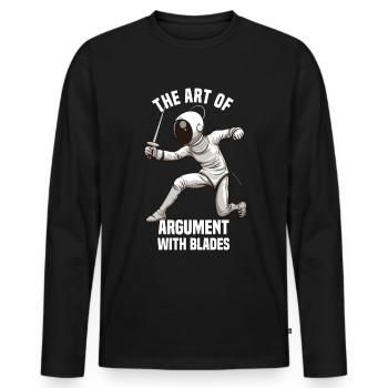 Masque Fencer Sport Design Sur Jeu Sur L’escrime De Combat - T-shirt manches longues Premium bio Homme - noir - Devant - Nico (187cm)
