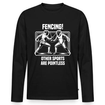 Masque Fencer Sport Design Sur Jeu Sur L’escrime De Combat - T-shirt manches longues Premium bio Homme - noir - Devant - Nico (187cm)