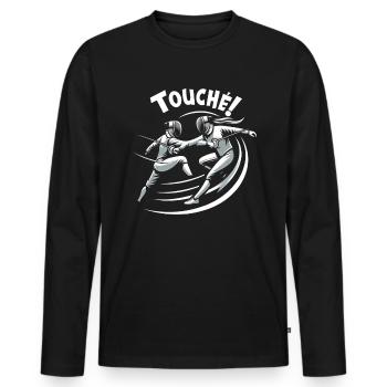 Masque Fencer Sport Design Sur Jeu Sur L’escrime De Combat - T-shirt manches longues Premium bio Homme - noir - Devant - Nico (187cm)
