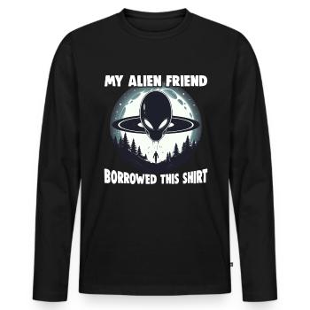 SciFi and Extraterrestrial Aliens and UFO Fan - Men's Premium Organic Long Sleeve Shirt - black - Front - Nico (187cm)
