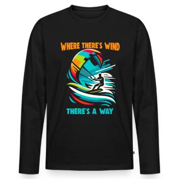 Kitesurf Là où il y a du vent, il y a un moyen - T-shirt manches longues Premium bio Homme - noir - Devant - Nico (187cm)