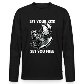 Kitesurf Laissez votre cerf-volant vous définir gratuitement Kitesurfer - T-shirt manches longues Premium bio Homme - noir - Devant - Nico (187cm)