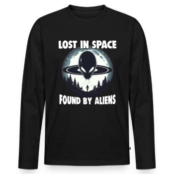 SciFi and Extraterrestrial Aliens and UFO Fan - Men's Premium Organic Long Sleeve Shirt - black - Front - Nico (187cm)