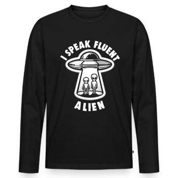 SciFi and Extraterrestrial Aliens and UFO Fan - Men's Premium Organic Long Sleeve Shirt - black - Front - Nico (187cm)