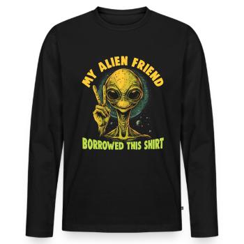 SciFi and Extraterrestrial Aliens and UFO Fan - Men's Premium Organic Long Sleeve Shirt - black - Front - Nico (187cm)
