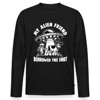 SciFi and Extraterrestrial Aliens and UFO Fan - Men's Premium Organic Long Sleeve Shirt - black - Front - Nico (187cm)