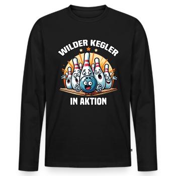 Wild Bowler en action Skittles Bowling Club Design - T-shirt manches longues Premium bio Homme - noir - Devant - Nico (187cm)