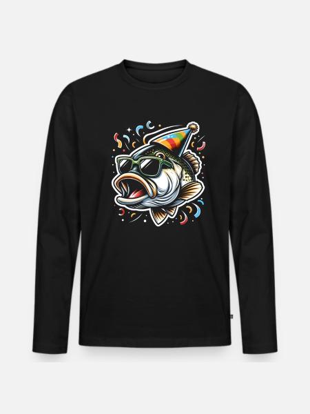 Bass Fish - Men's Premium Organic Long Sleeve Shirt - black