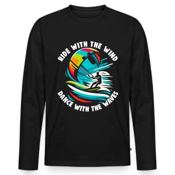 Kitesurfing Ride with the wind Kitesurfer - Men's Premium Organic Long Sleeve Shirt - black - Front - Nico (187cm)