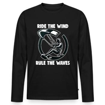 Kitesurf Surfez sur le vent et dominez les vagues - T-shirt manches longues Premium bio Homme - noir - Devant - Nico (187cm)