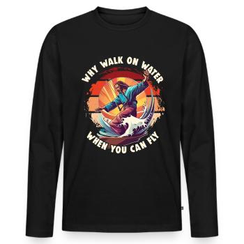 Kitesurfing Why Walk On Water Kitesurfer Jesus - Men's Premium Organic Long Sleeve Shirt - black - Front - Nico (187cm)