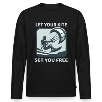Kitesurfing Let Your Kite Set You Free Kitesurfer - Men's Premium Organic Long Sleeve Shirt - black - Front - Nico (187cm)
