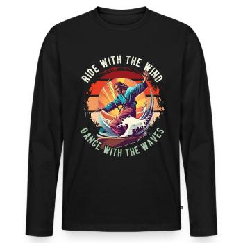 Kitesurfing Ride with the wind Kitesurfer Jesus - Men's Premium Organic Long Sleeve Shirt - black - Front - Nico (187cm)